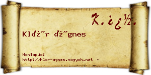 Klár Ágnes névjegykártya