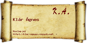 Klár Ágnes névjegykártya