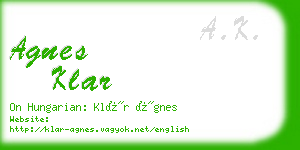 agnes klar business card